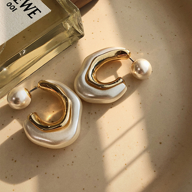 

2021 New Simple Design Sense Irregular Pearl Charm Hoop Earrings Gothic Accessories Jewelry Unusual Wedding Party Gifts For Women AFSHOR