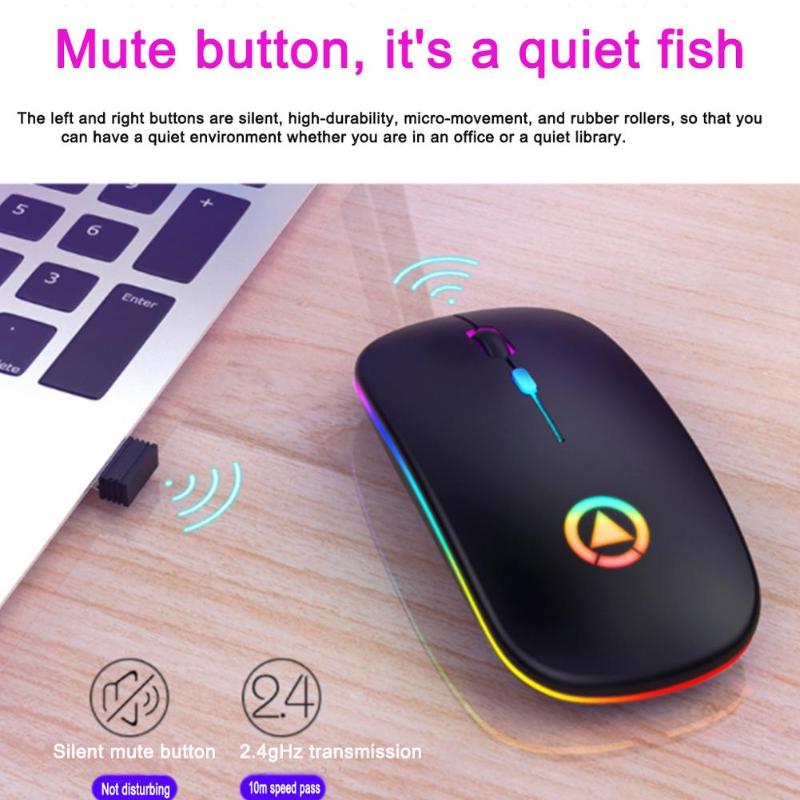 

Mice Wireless Gaming Mouse 2.4G Luminous For Pc Laptop Desktop Usb Recharing Color Breath Glow Mute Button Wide Application