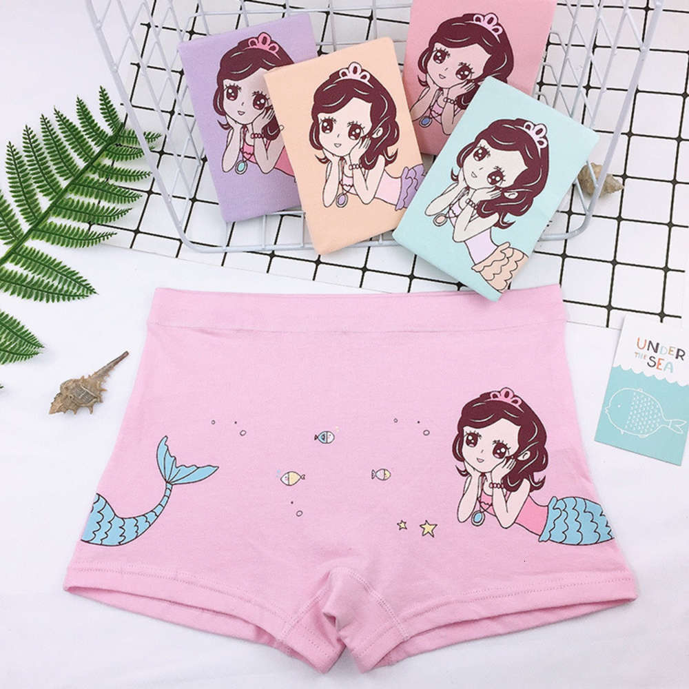 

Pure cotton children's underwear Mermaid print girl's Boxer Shorts double crotch boneless technology student's boxer pants, Camo