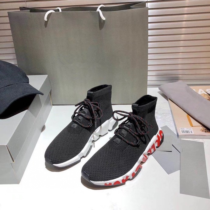 

High quality classic series Flat Sock Boots Casual Shoe Sneakers Sale Trainer Triple Black Red yellow Fashion Men Women Breathable sports shoes, 02