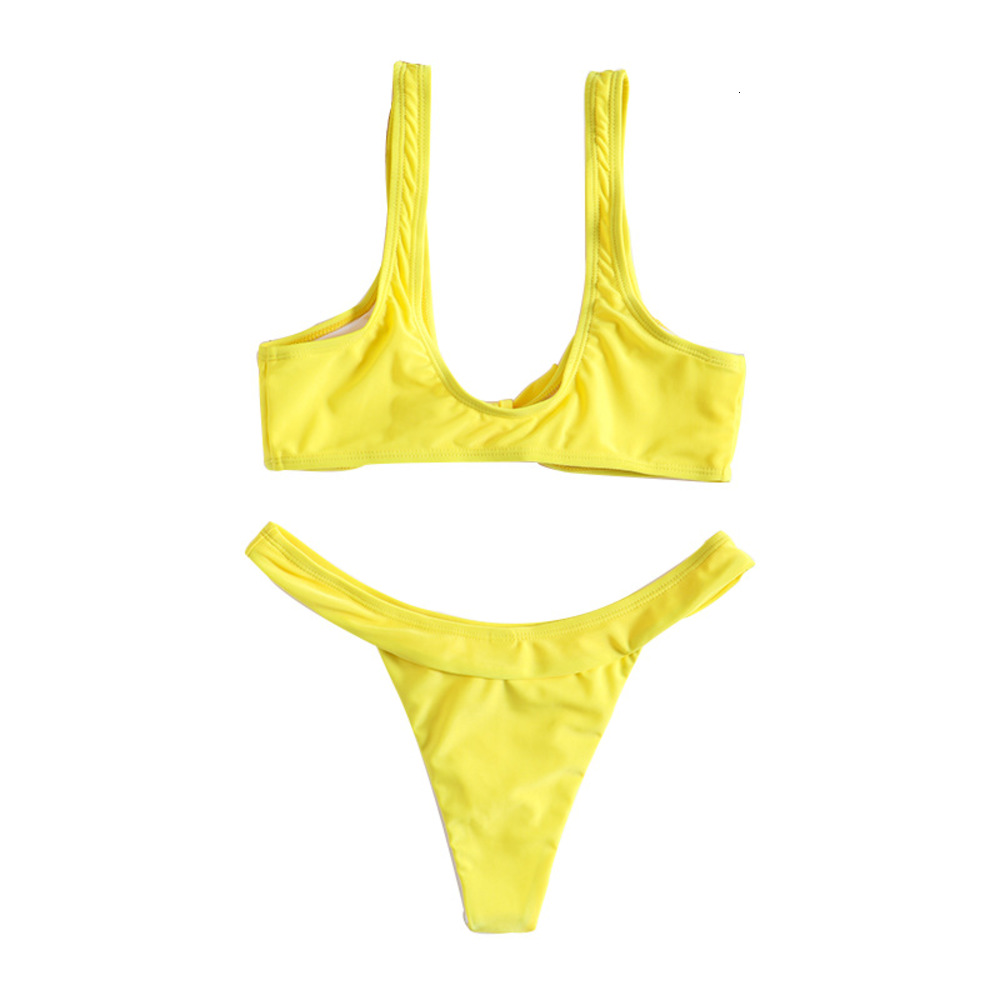 Sexy Solid Bikini Summer Bow Strap Swimsuit triangl swimwear-image-692564661