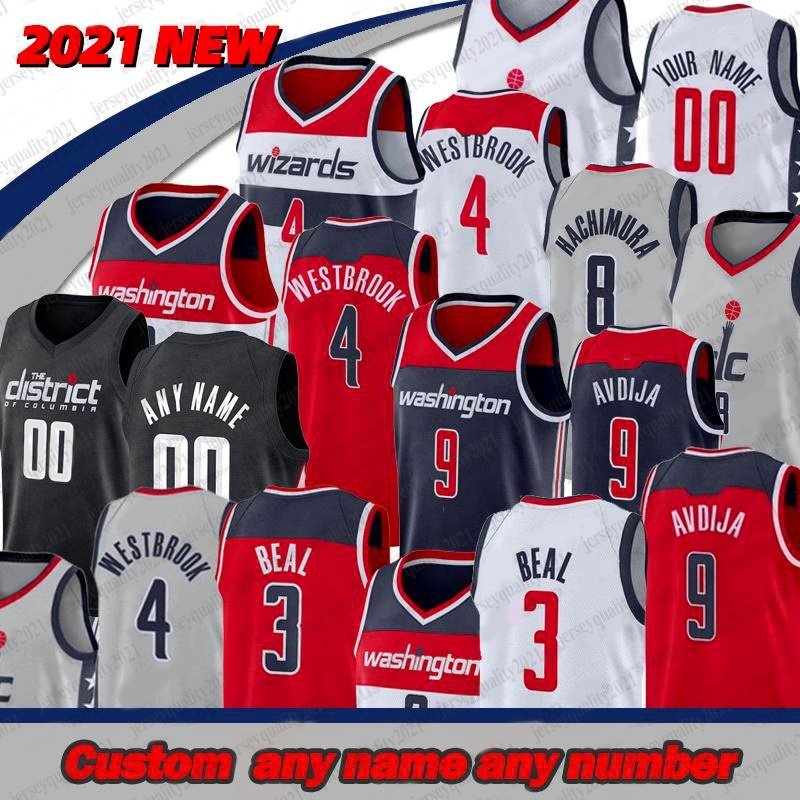 

Men's Custom Basketball Bradley Beal #3 Russell Westbrook 4 Rui Hachimura 8 Jersey Robin Lopez 42 Deni Avdija 9 Cassius Winston 5 City Grey S-3XL