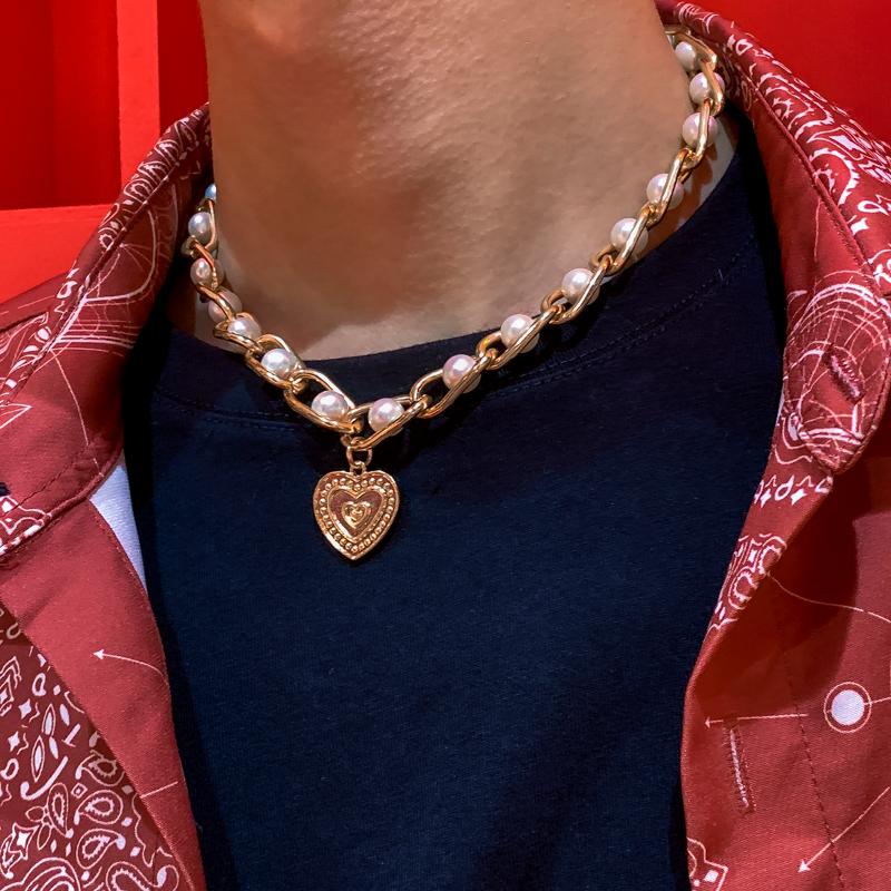 

Pendant Necklaces Vintage Elegant Simulated Pearls Short Clavicle Chain Choker Necklace For Women Men Geometric Heart Collier Jewelry