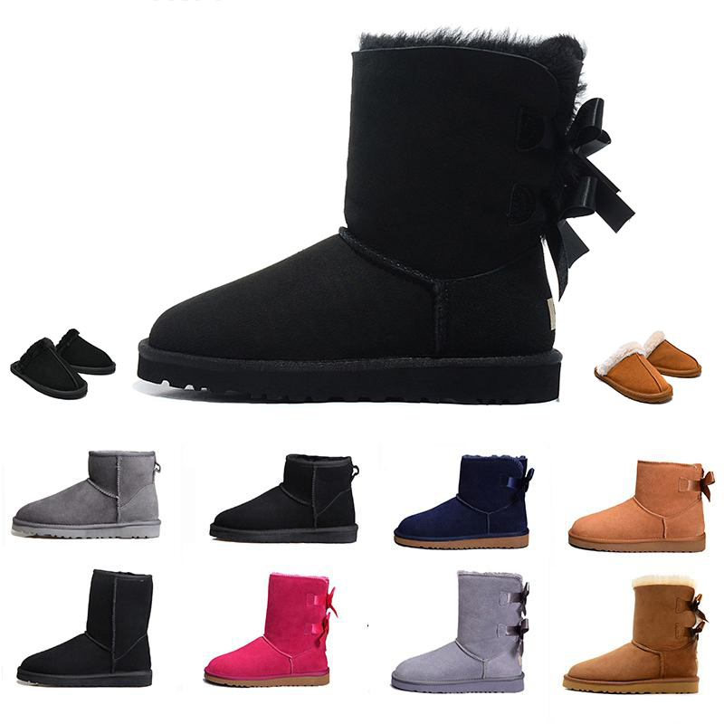 

Black CGG designer women Ankle Australia Snow boots outdoor shoes lady Classic tall chestnut Bailey Bowknot leather wgg winter womens Half Knee australian sneakers, Color#16