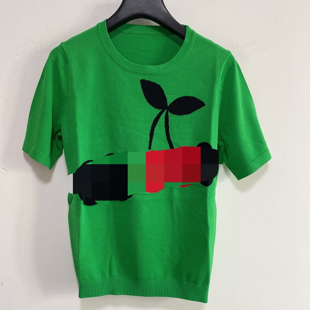 

308 2021 Spring Summer Brand Same Style Sweaters Pullover Regular Short Sleeve White Black Pink Green Crew Neck High Quality Women Clothes SC