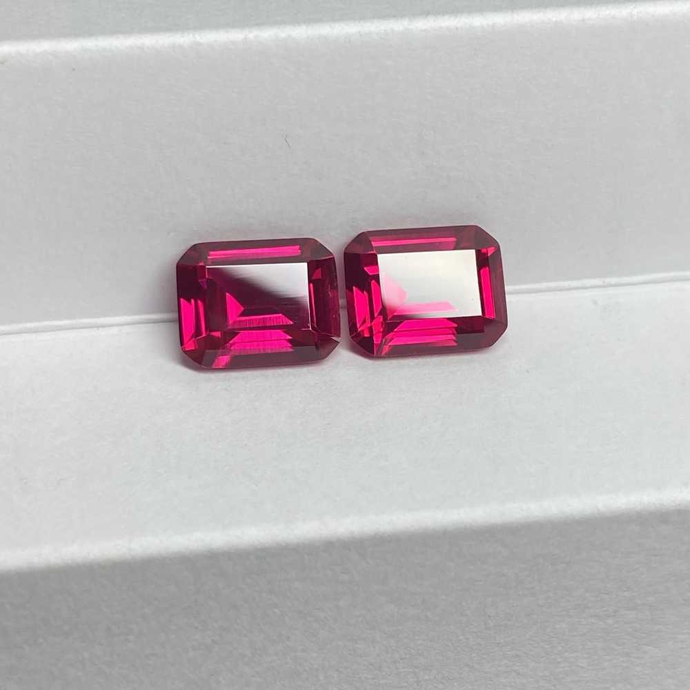Meisidian 7x9mm 5A Quality Corundum Emerald Cut Laboratory Red Ruby Loose Gemstone H1015-image-733153158