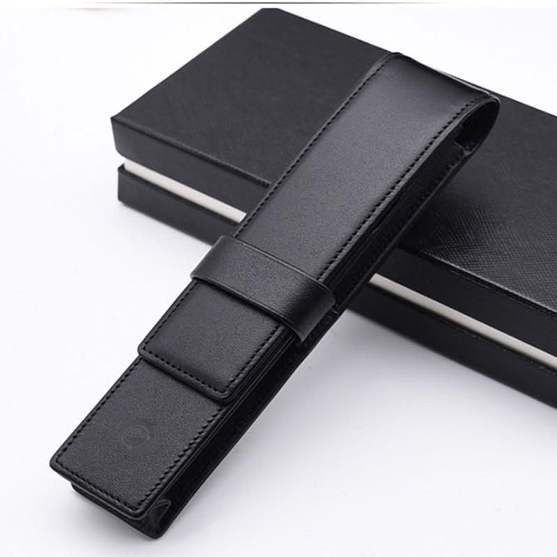 

PURE PEARL Wholesale Black PU/Genuine Leather Pencil bags classic Stationery Office High Quality M Pouch Brand Set Gift luxury Pen Case