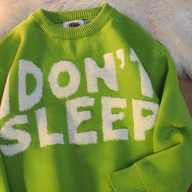 

Men's Sweaters Autumn And Winter Fashion Furry Letter Couple Pullover Women Harajuku All-Match Casual Loose Knit