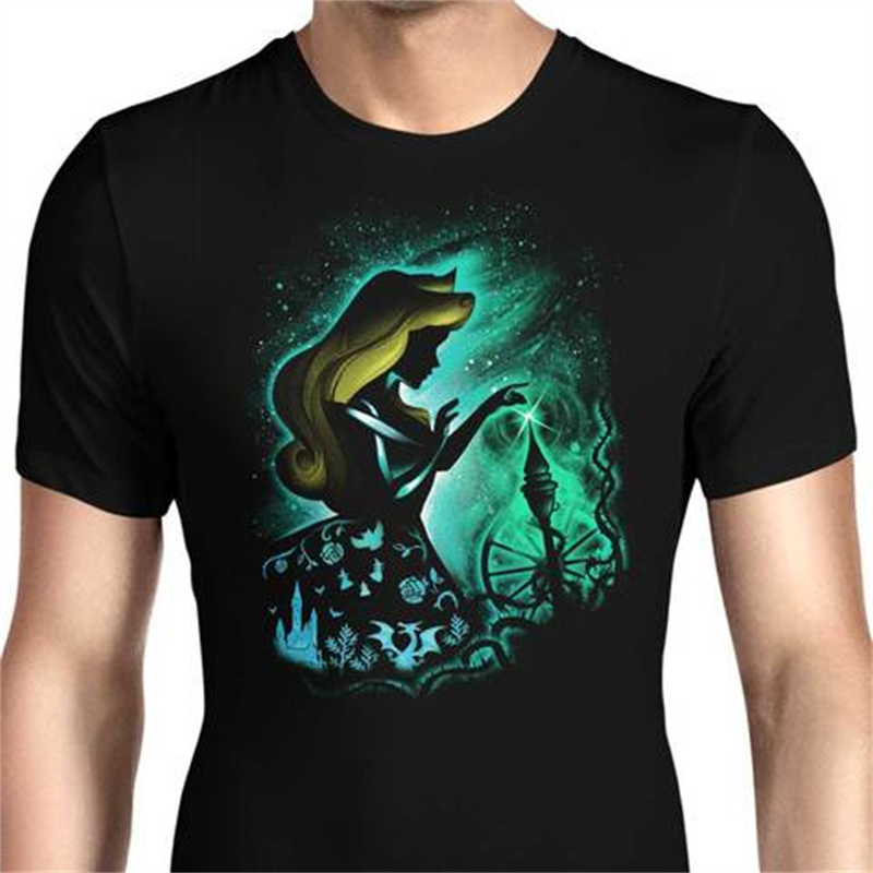 

Style 3D fairy print pattern round neck men and women comfortable loose casual short-sleeved T-shirt, White;black