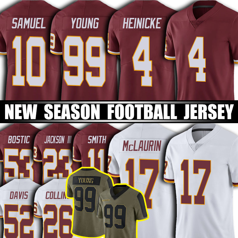 

4 Heinicke 99 Chase Young 17 Terry McLaurin Jersey Sean Taylor Antonio Gibson Football Jerseys Washingtons Team Curtis Samuel Jamin Davis Jo, Black;red
