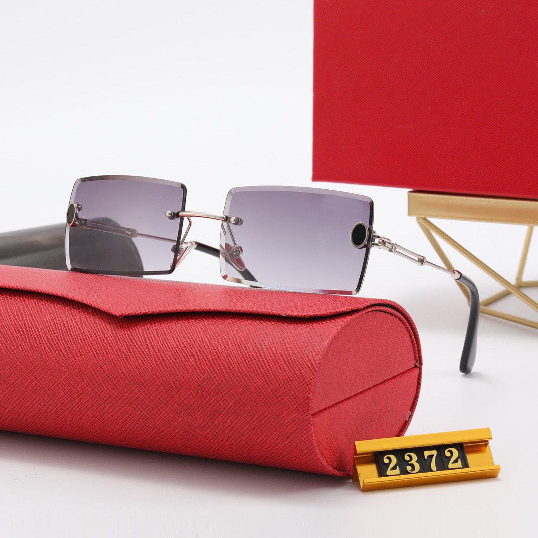 Rimless Sunglasses for Women Designer Retro Gold metal Sun glasses Classic Female Gradient Oversized Sun glass Men Vintage Eyeglasses With box 20