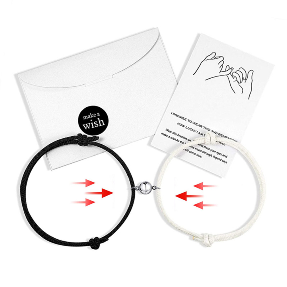 

2pcs/set Paired Bracelet for Lovers Distance Magnet Couple Stainless Steel Women Men Braided String Charm Jewelry Gift, Golden;silver
