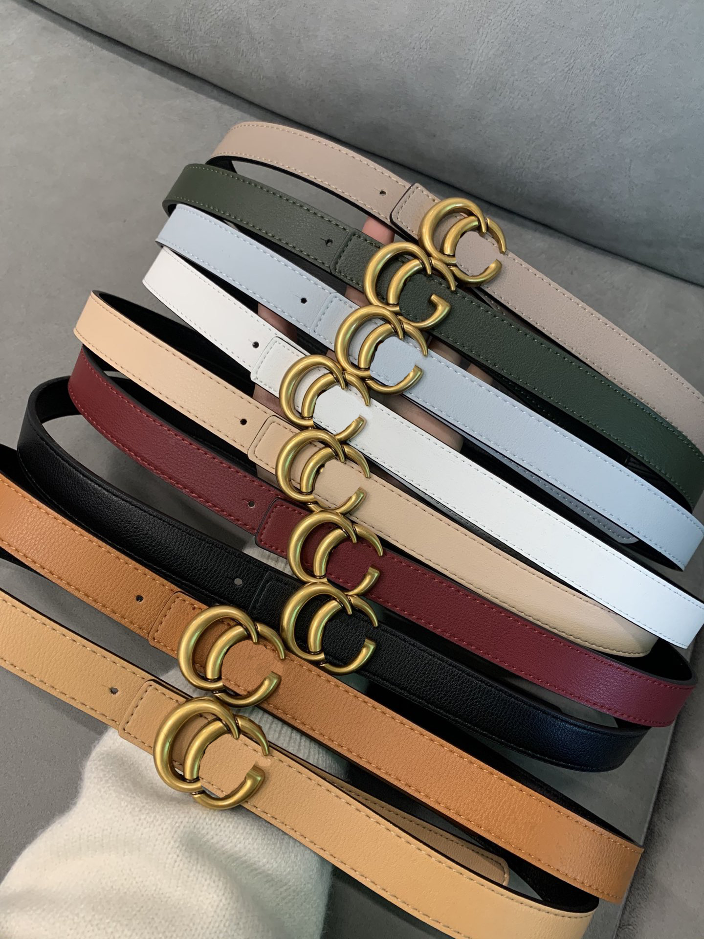 

Luxury Designer Brand Fashion Belt Womens Girdle High Quality Letter Gold Buckle Genuine Leather Belts Clothing Matching Width 2.3cm, As pics