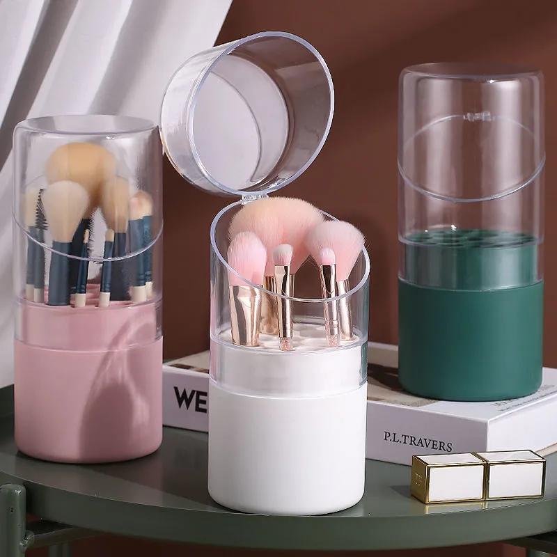 

Storage Boxes & Bins Round Shape Make Up Brush Holder Organizer Dust-proof Box Proof Makeup Cosmetic Lipstick Women