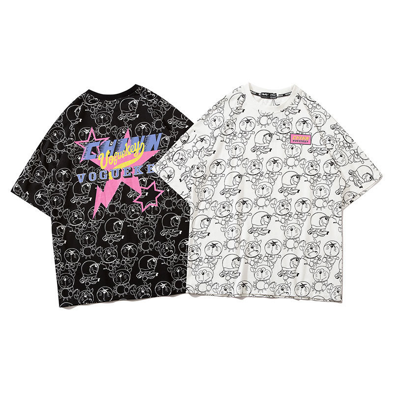 

fashion t shirt impas national half sleeve men's pure cotton summer clothes ins handsome short loose, White;black