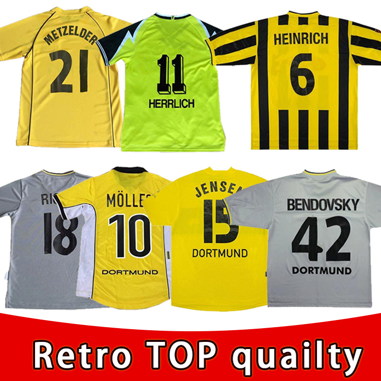 

Retro classic soccer jerseys DEDE METZELDER BOBIC ROSICKY HERRLICH MÖLLER AMOROSO RICKEN 1995 1996 1997 Borussia Dortmund Hässler football shirt, Black;yellow