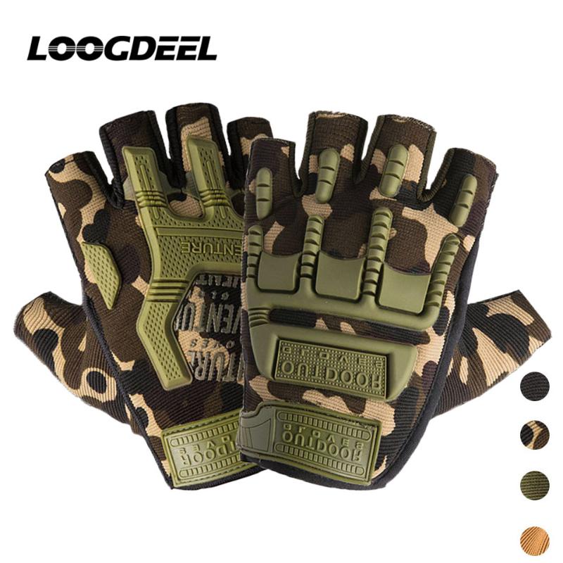 

Sports Gloves LOOGDEEL Mountaineering Half Finger Outdoor Fitness Movement Duarable Wearable Anti-slip Tactical, Black