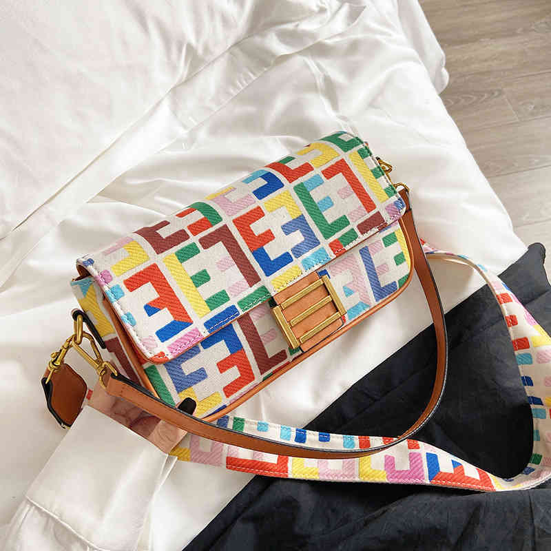 

bag 62% OFF Luxury handbag printing hand-held stick net red canvas letter One Shoulder Messenger{category}, Coffee large