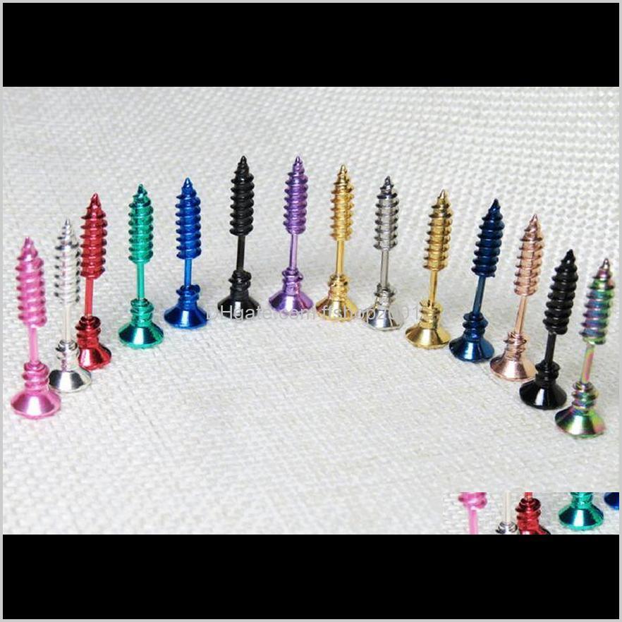 

13 Colors Fashion Stainless Steel Screw Stud Earrings Men Women Unisex Lover Earring Novelty Jewelry High Quality Lgpp1 Ccb3Q
