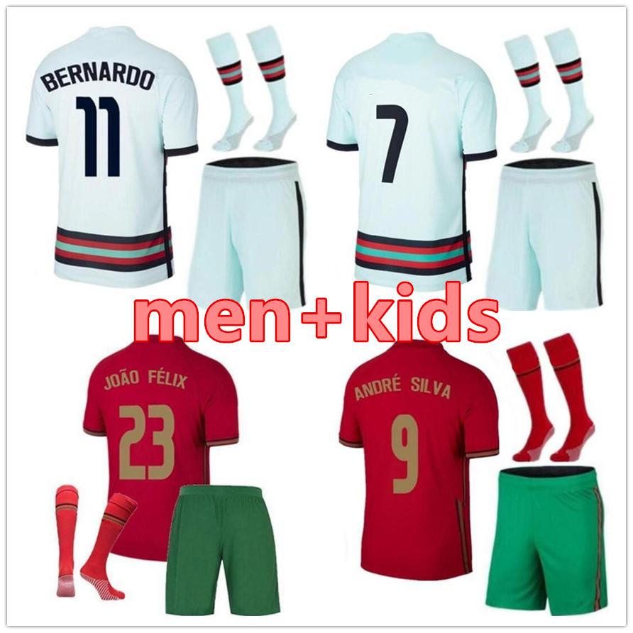 

2021 RONALDO soccer jersey 20 21 B.FERNANDES JOAO FELIX DIOGO J. RUBEN NEVES BERNARDO football shirt 2022 national team youth kids kit+socks uniforms, Black