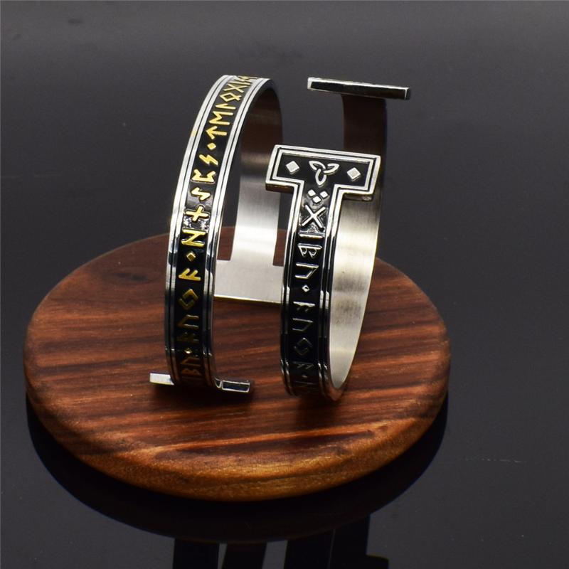 

Bangle Stainless Steel Viking Rune Bracelet Pagan Man Jewelry Cuff Wrisband