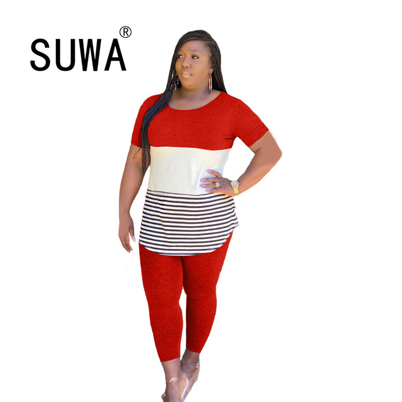 

Women Outfits Tie Dye Matching Set Short Sleeve T-shirt Top + High Waist Joggers Pants Woman Clothing Lounge Wear Sets 210525, Red