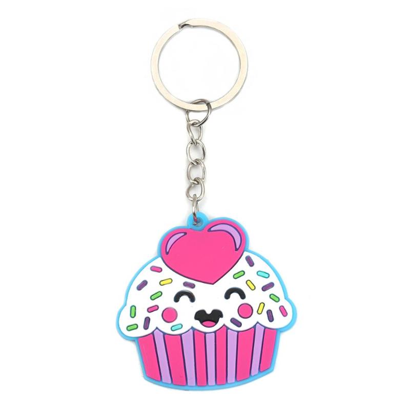 

Keychains 8Seasons Fashion PVC Keychain & Keyring Silver Tone Multicolor Kwaii Cake Fruits For Women Girls 10.6cm-10.9cm Long, 10 PCs