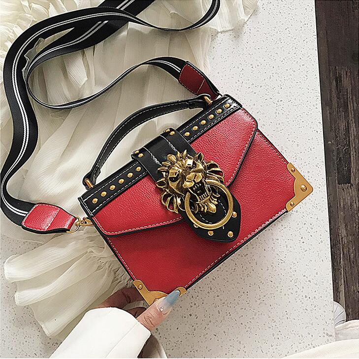

Factory wholesale women handbag cool rivet shoulder bag comfortable striped wide shoulders strap leather handbags street fashion rivets bags