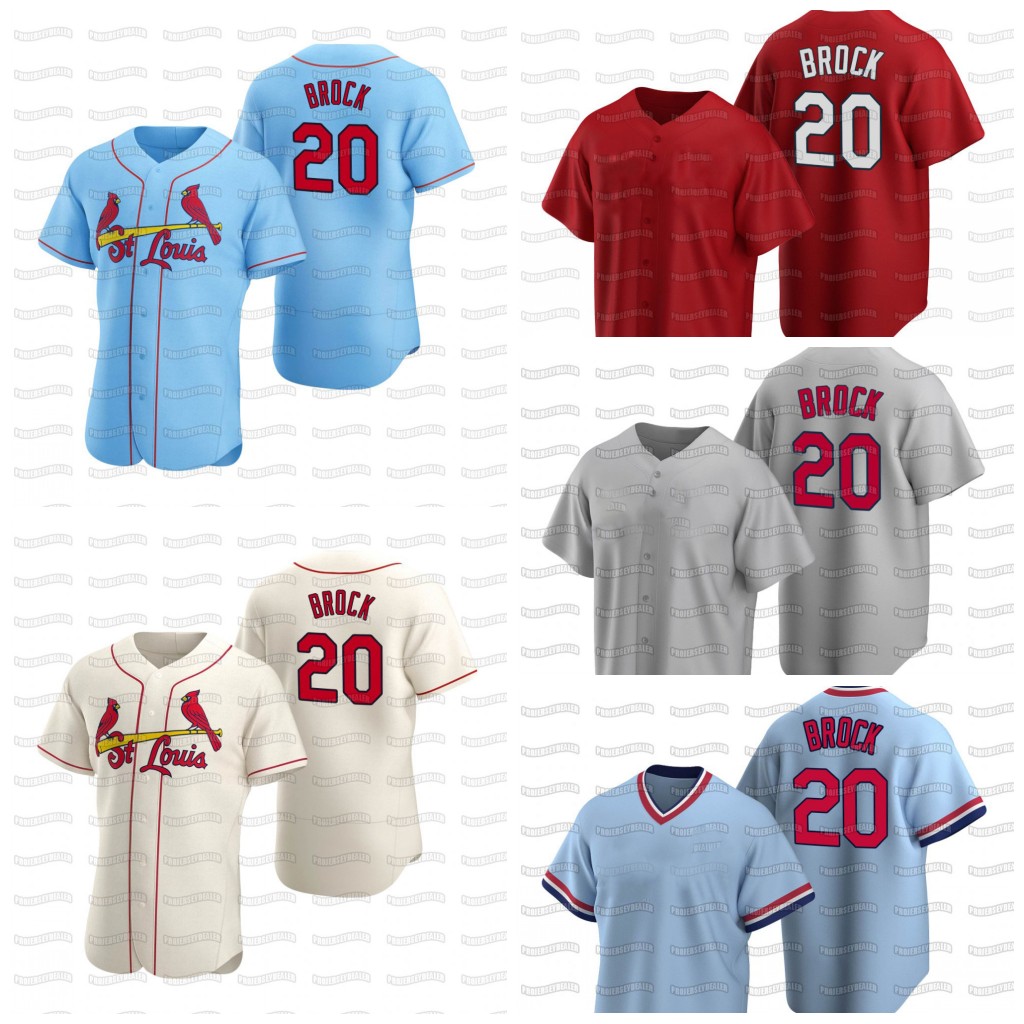 

20 Lou Brock St. Louis Custom Baseball Jersey Mens Womens Youth Stitched Name Stitched Number With HIght Quality, 20 lou brock cooperstwon