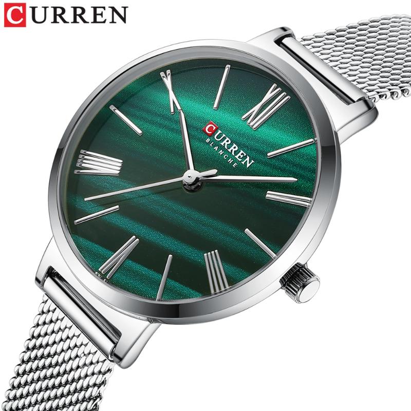 

Wristwatches CURREN Top Woman Watch With Stainless Steel Fashion Simple Quartz Clock For Female, L-red