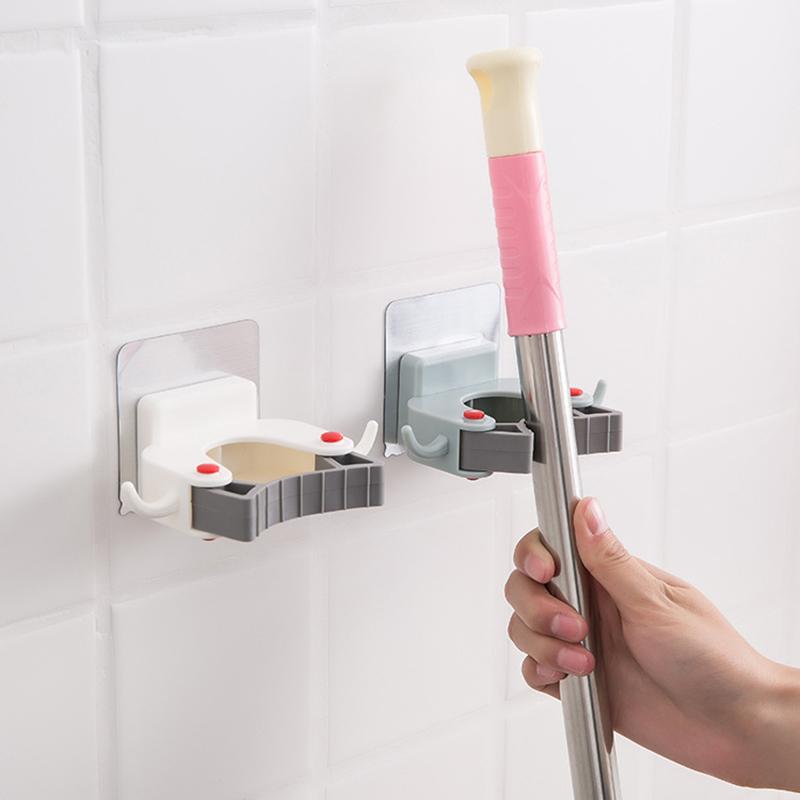 

Mop Holder Brush Broom Hanger Storage Hook Multifunction Kitchen Bathroom Organizer Rack No Trace Bath Accessory Set