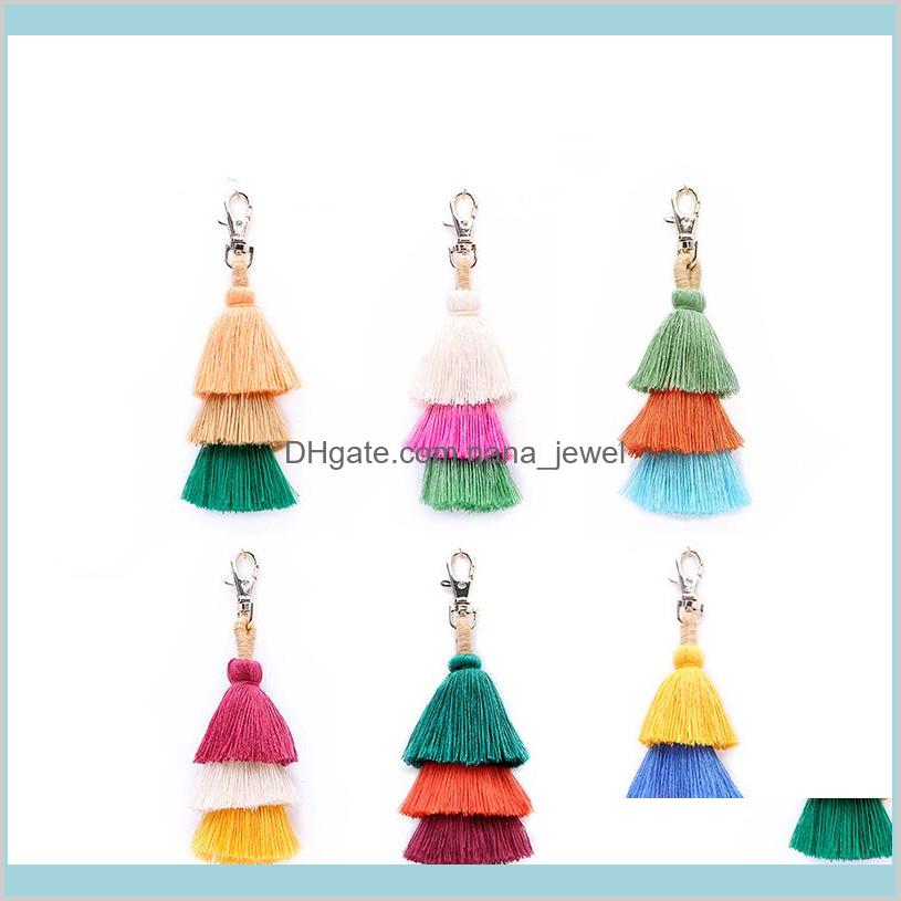 

Tassels Keychain Key Rings Handmade Mix Color Cotton Tassel Keychains Women Handbag Charm Fashion Jewelry Accessory 8Lxuu 129Ci, Silver