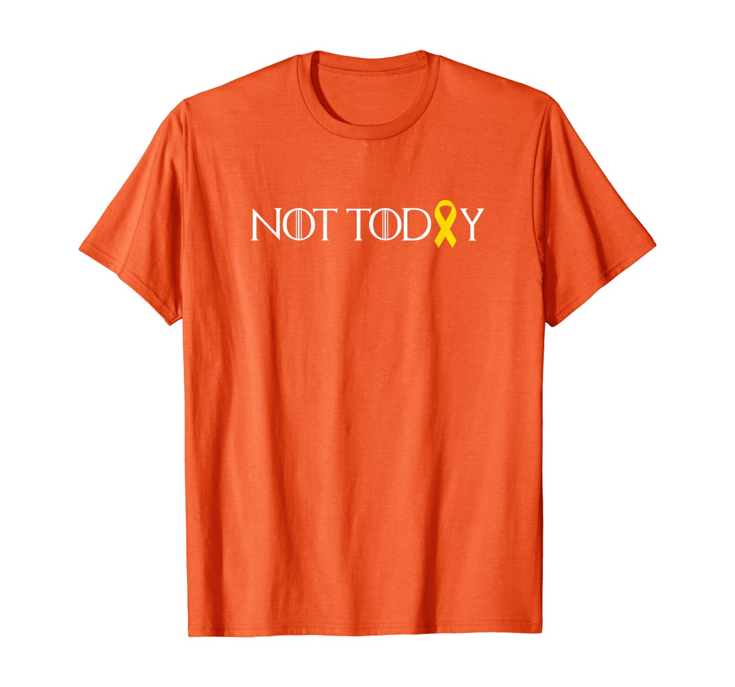 

Not Today Childhood Cancer Gold Ribbon Fighter Survivor T-Shirt, White;black