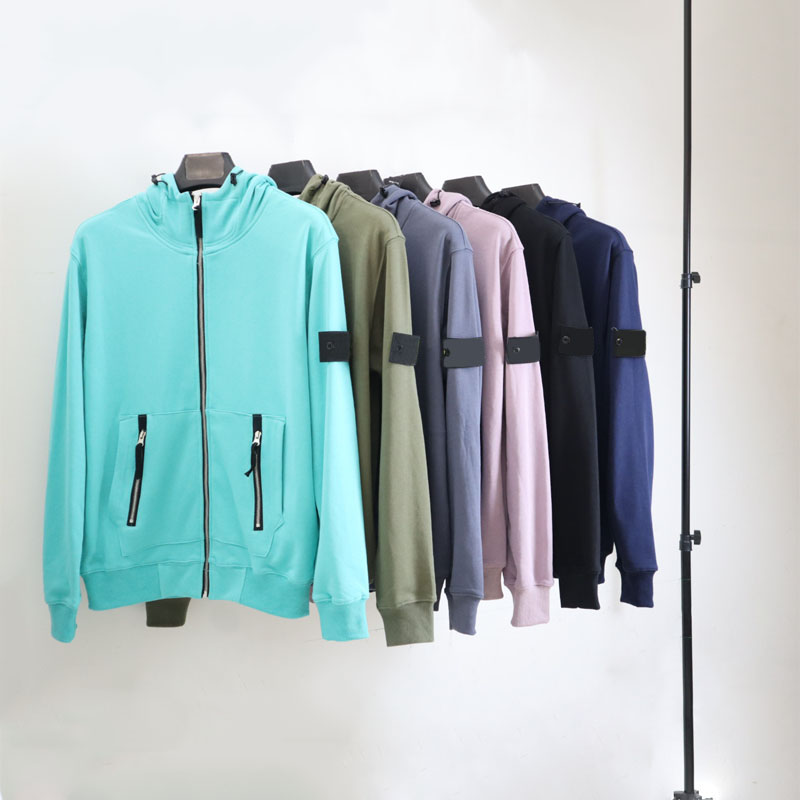 

2022 New STONE Spring ISLAND Autumn Men Casual Logo Long Sleeve Hoodies Zipper Pockets Embroidered Hooded Sweatshirt