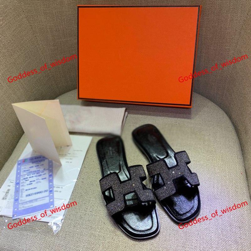 

2021 New fashion H slippers progettista lusso women genuine leather sandals indoor outdoor women slide crocodile leather panel 38 colour sho, Black