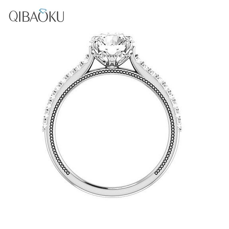 

Cluster Rings Solid S925 Sterling Silver Round Vintage Moissanite Engagement Ring With Milgrain Rose Gold Wedding For Women Fine Jewelry, Golden;silver