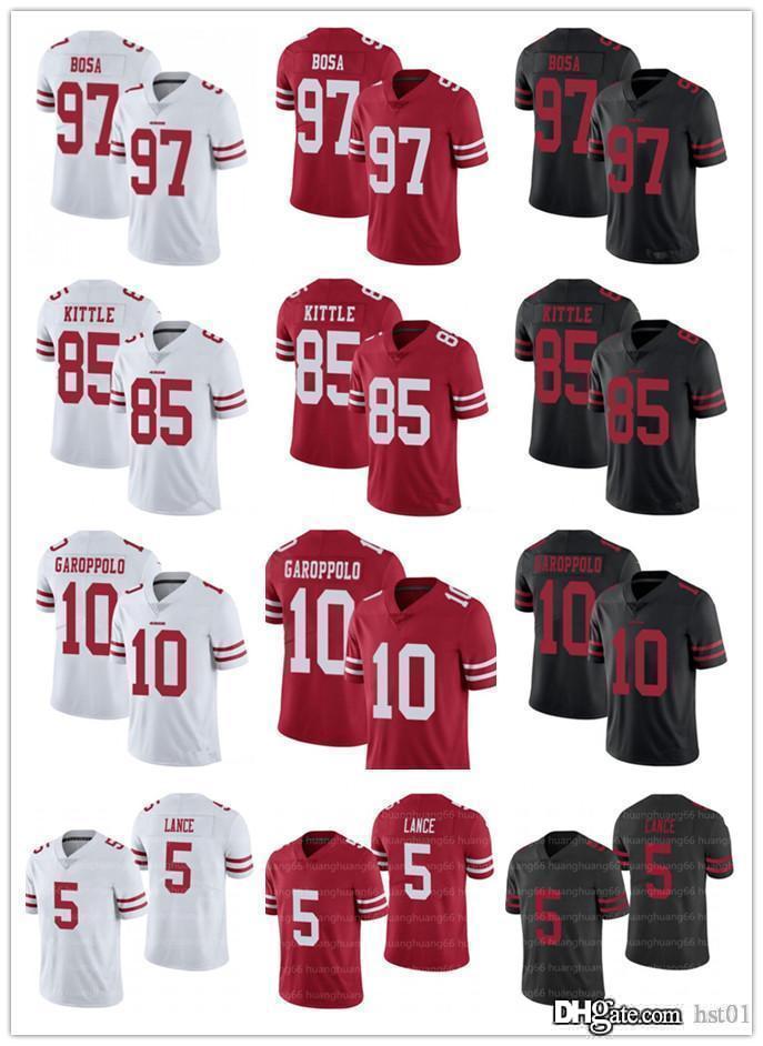 

Men Women Youth Jersey 85 George Kittle 97 Nick Bosa 10 Jimmy Garoppolo black 5 Trey Lance Football Jerseys, Black;red