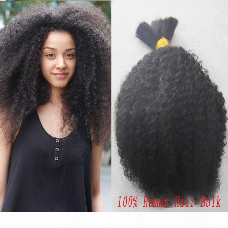 

100g Afro Kinky Bulk 1 Bundles Human Braiding Hair Bulk No Weft Mongolian Kinky Curly Bulk Hair For Braiding Hair, Black