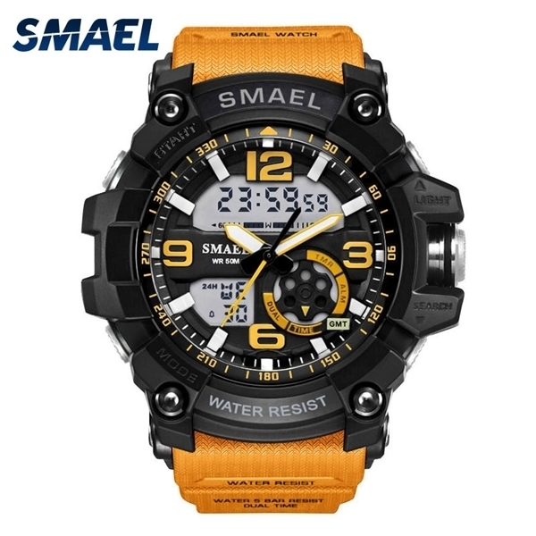 

Fashion Brand S Shock Military Watch Army Men Wristwatch Led Quartz Watch Digtial Dual Time Clock Smael 1617 Reloj Hombre Sport X0524, Black silver