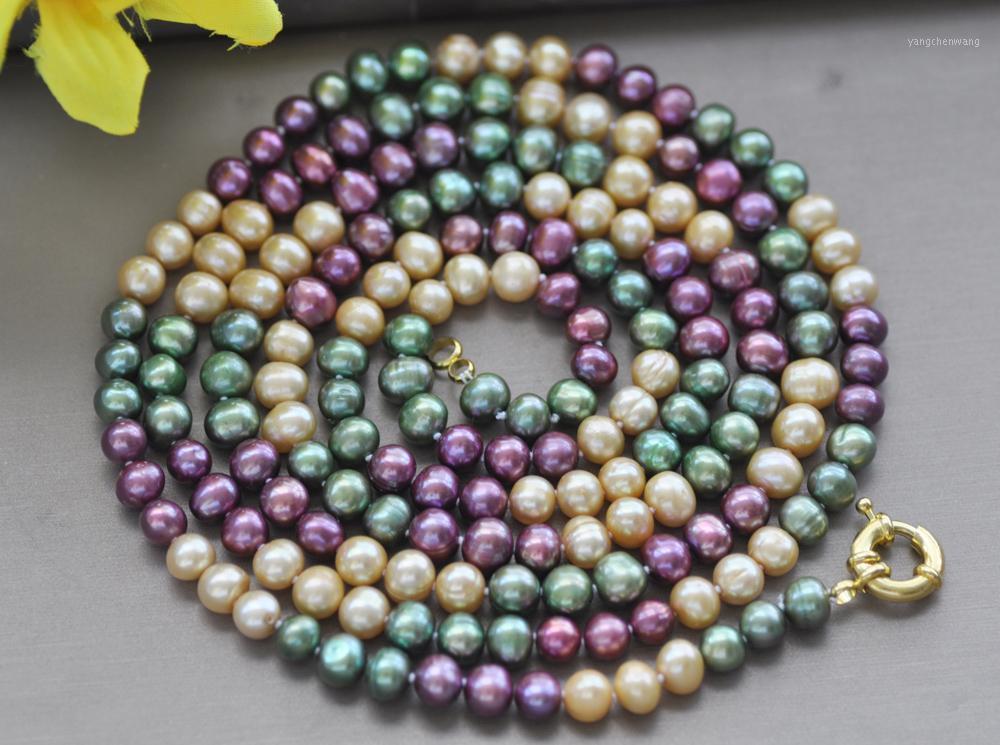 

18"-100"" 8mm Multicolor Round Freshwater Pearl Necklace Chains