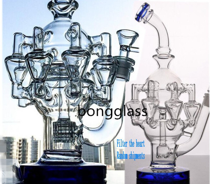 

11.8inchs Klein Recycler Dab Rigs Hookahs Glass Water Bongs Smoke Glass Pipe Oil Bubbler Water Pipes Cigarette Accessory With 14mm Bowl