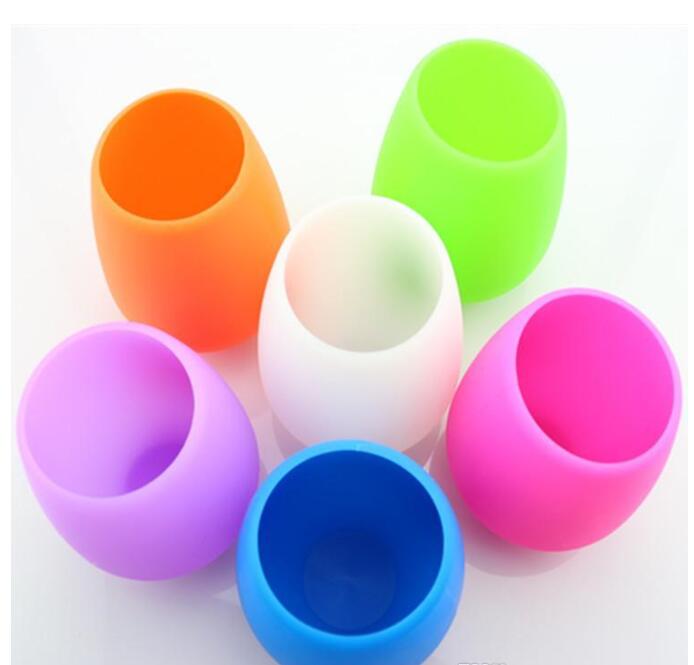 

20pcs Hot silicone wine glass colored stemless silicone cup unbreakable soft egg shape red wine glasses 400ml drinkware