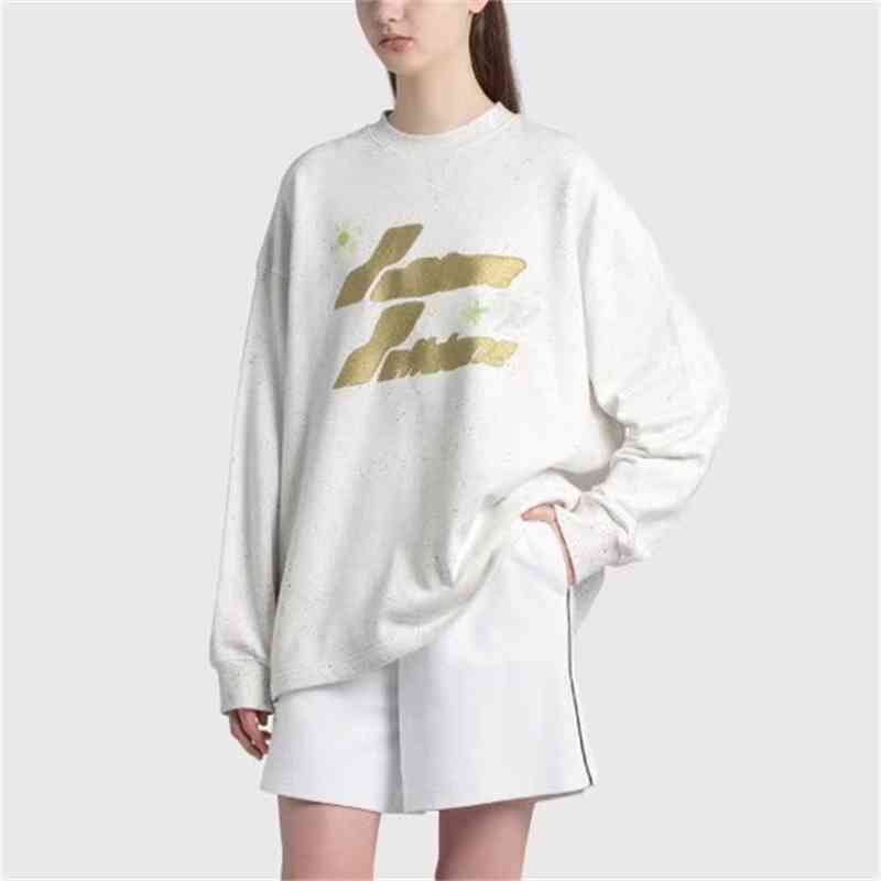 

We11done Hoodie Men Women Gold Graffiti Fashion Trend Thin Long-sleeved Casual Minimalist T-shirt