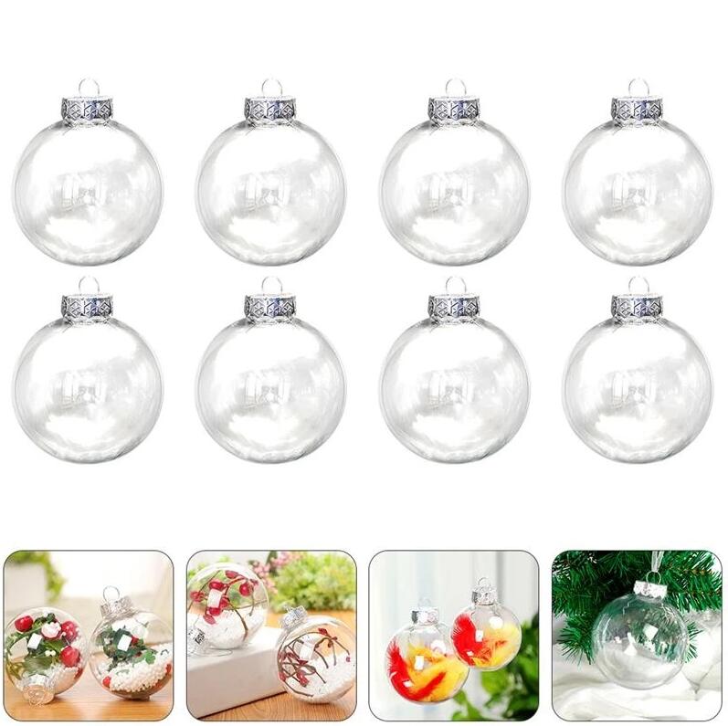 

8cm 10cm Clear Christmas Decoration Ornament Plastic Ball DIY Fillable Baubles Xmas Tree Hanging Balls Wedding Party Decorations