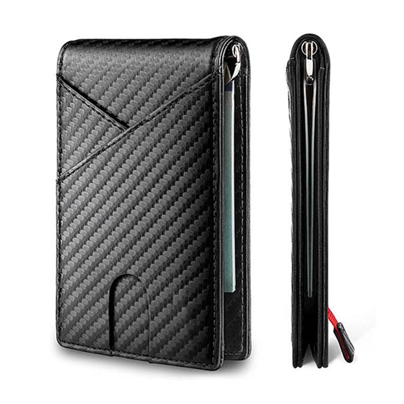 

Wallets Carbon Fiber Business Men's Wallet Rfid Anti-theft Brush Anti-degaussing Clip Suitable For 6 Cards, Red;black