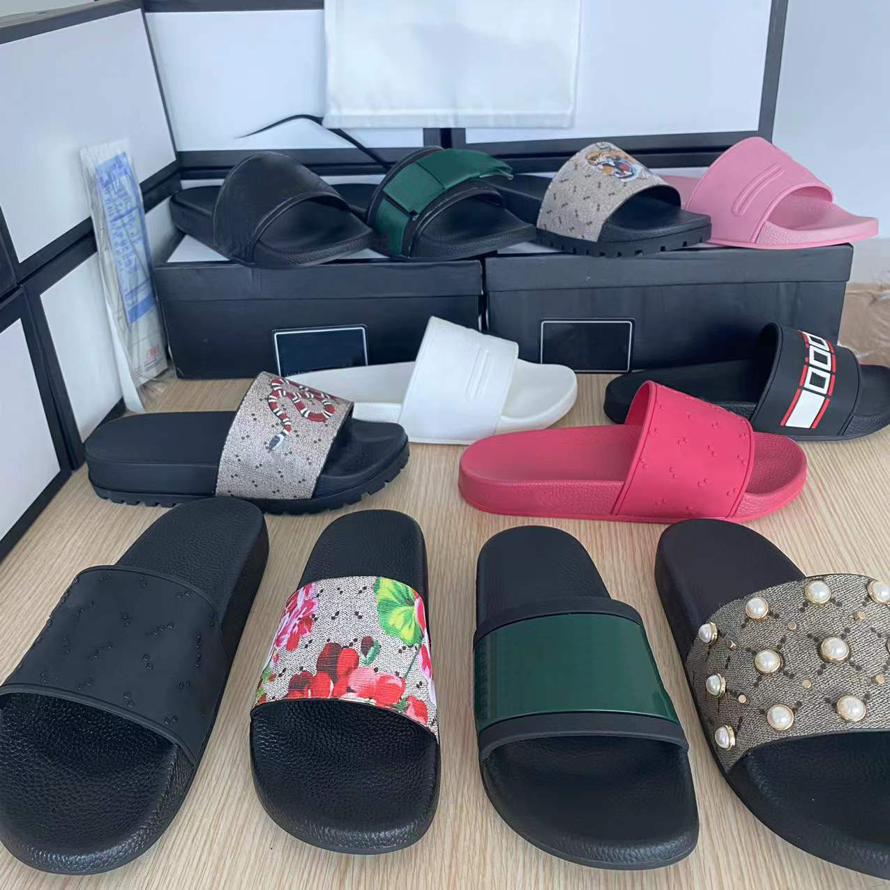 

High quality Stylish designer Slippers Tigers Fashion Classics Slides Sandals Men Women shoes Tiger Cat Design Summer Huaraches without box by bagshoe1978 03, #35