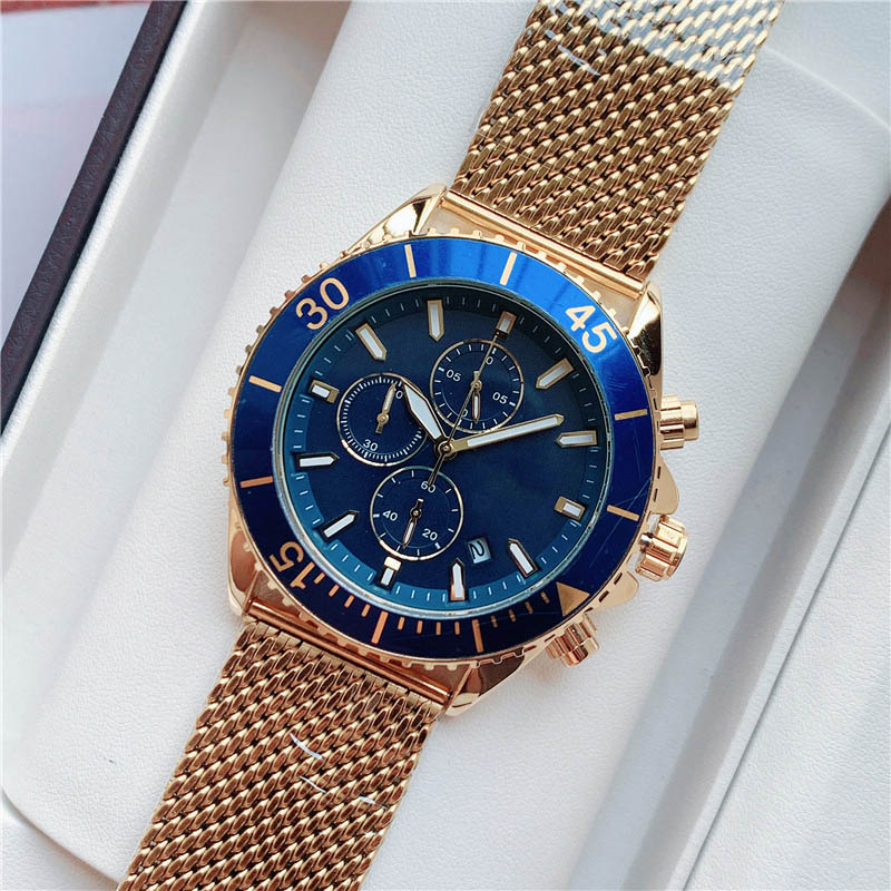 

Fashion Brand Watch Men Multifunction Style Stainless Steel Calendar Quartz Wrist Watches Small Dials Can Work BS20, Black