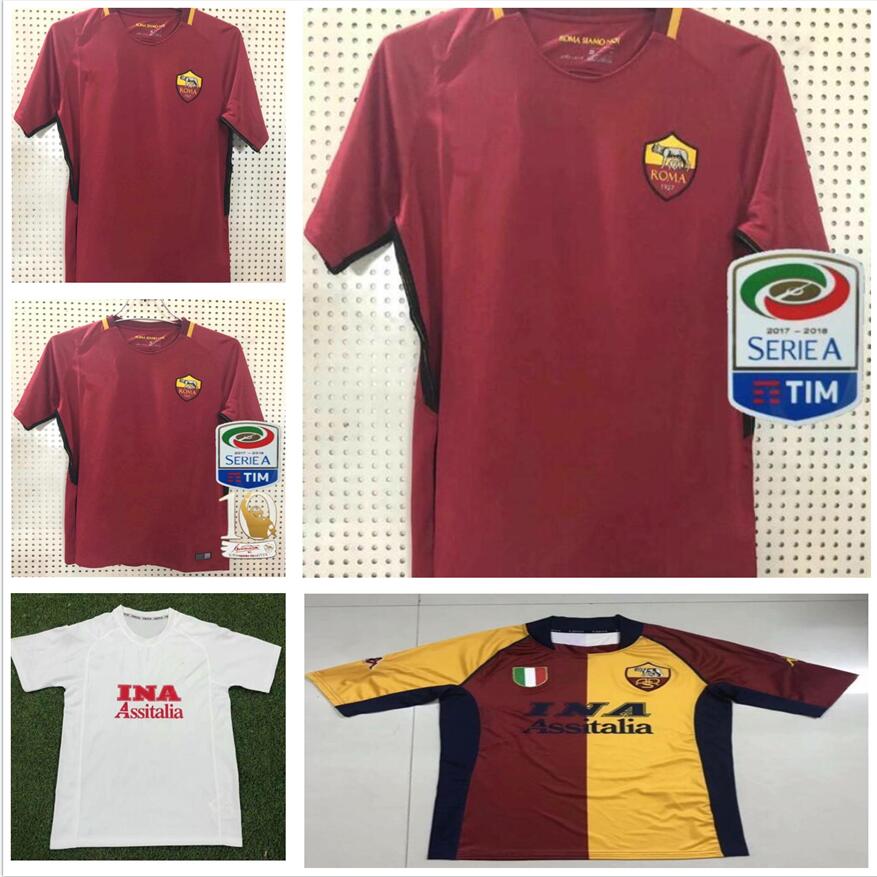 

Retro Roma 2017 2018 soccer jerseys TOTTI DE ROSSI DZEKO NAINGGOLAN 17/18 football shirt S-2XL, Black;yellow