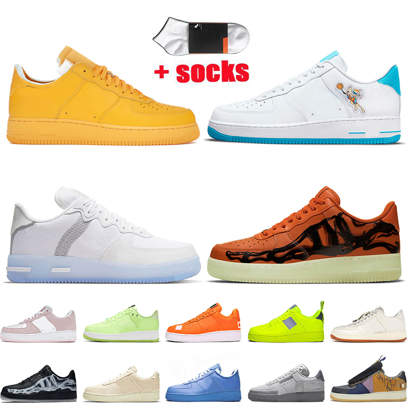 

Women Mens Running Shoes White Air Force 1 Univeristy Gold Off Hare Space Jam React Light Bone Skeleton Orange LX UV Reactive N354 NIK Sneakers Trainers AirForces, A8 offf white leather 36-45