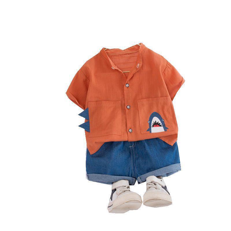 

Clothing Sets Kids Boys Cartoon Pattern Short Sleeve Set, Brown